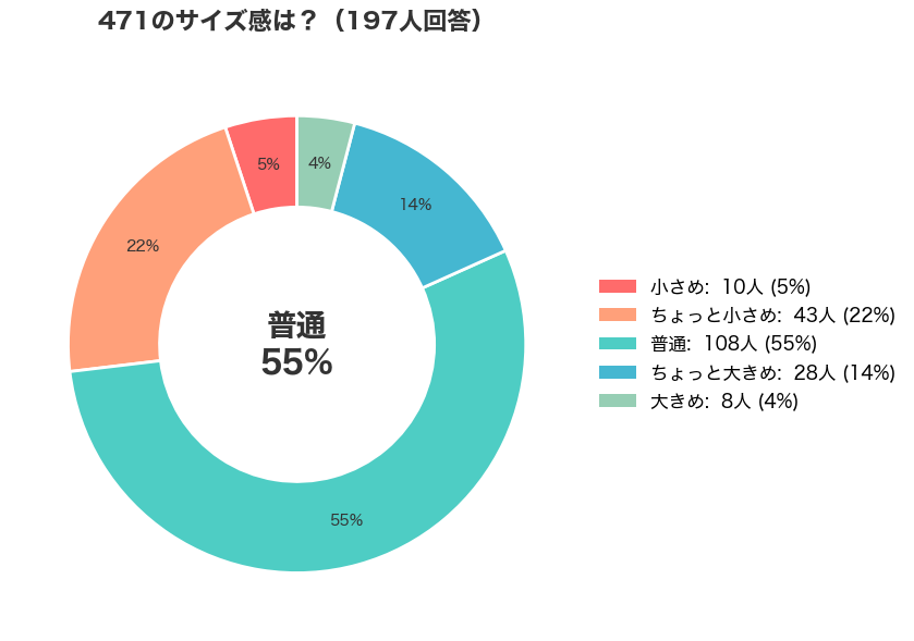 NewBalance(ニューバランス)の471のサイズ感アンケート結果_円グラフ